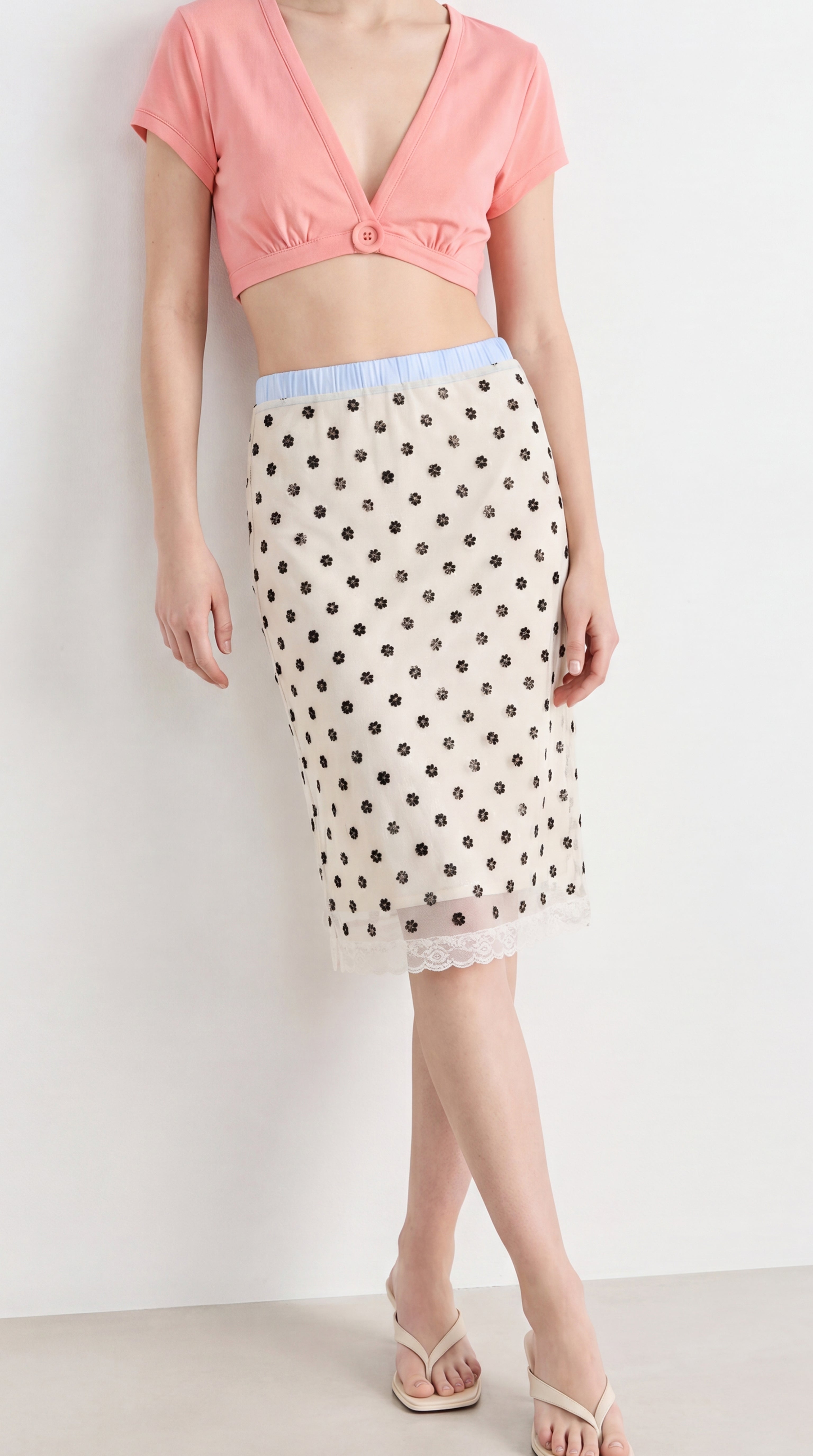 Polka Dot Sequin Midi Skirt