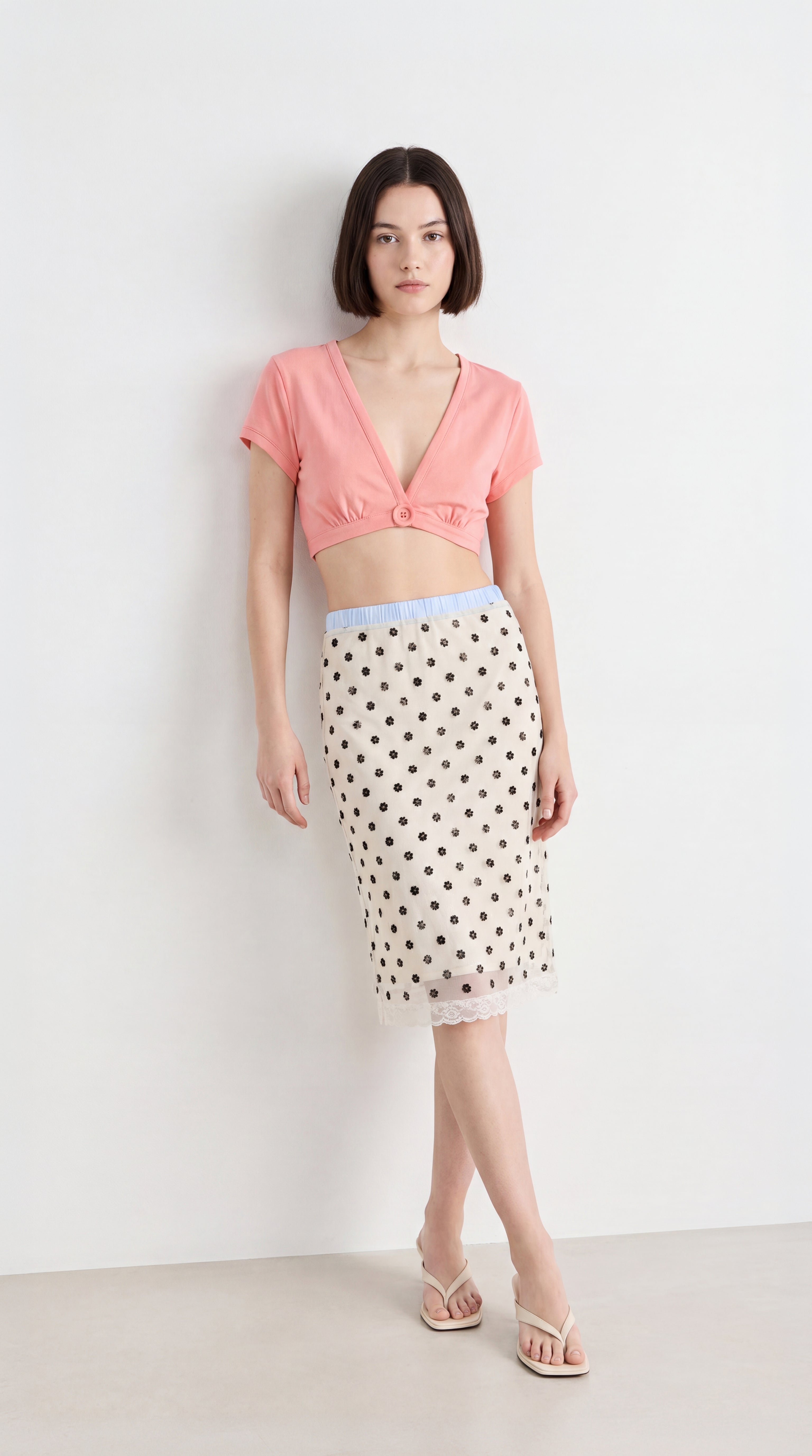 Polka Dot Sequin Midi Skirt