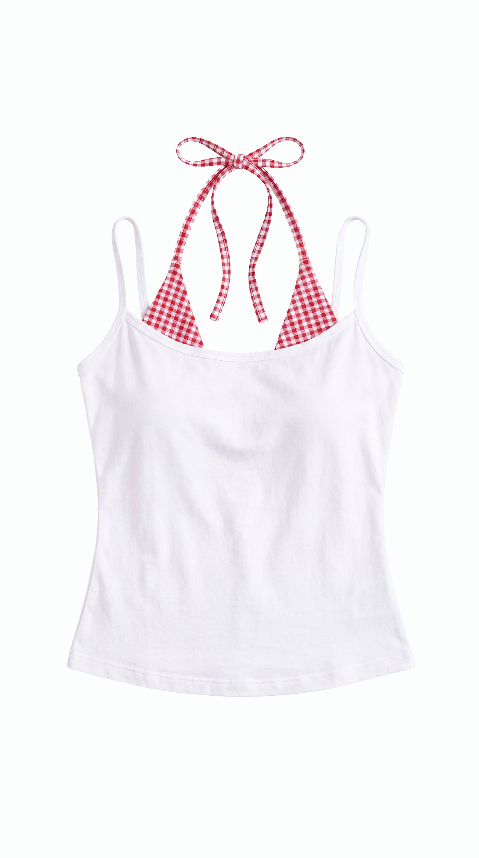 Gingham Halter Layered Cami Top